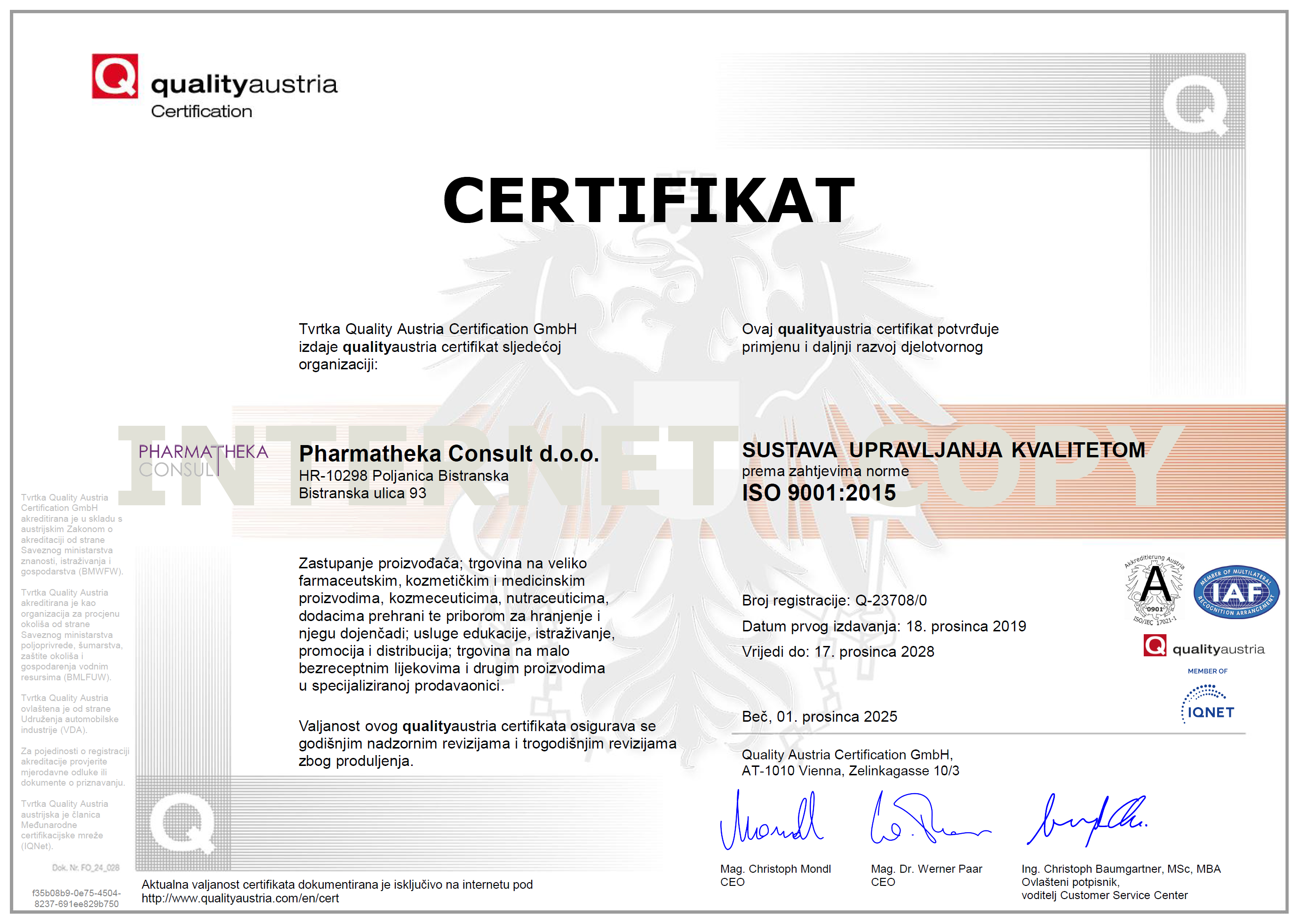 QUALITY AUSTRIA CERTIFIKAT