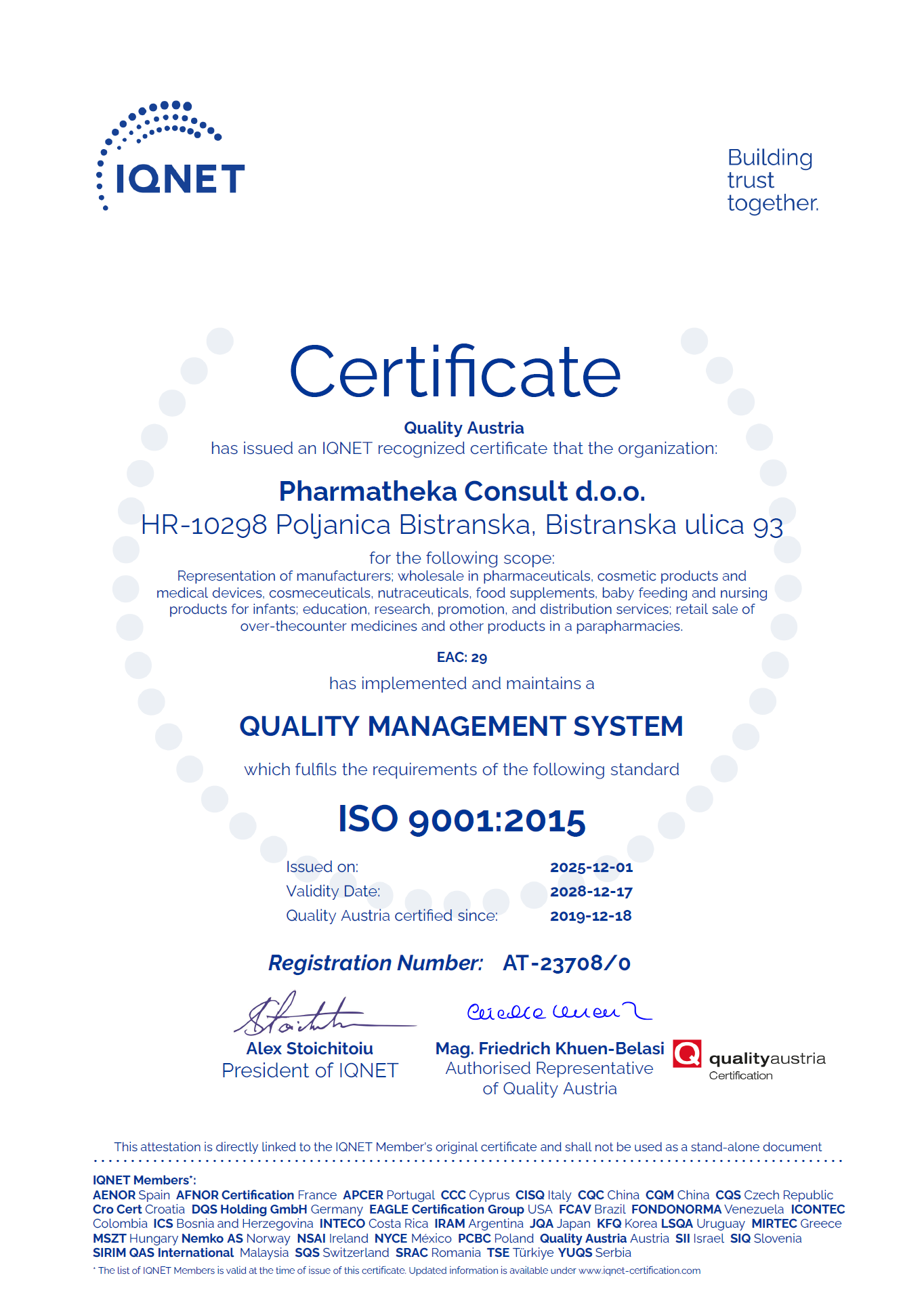 IQNET CERTIFIKAT
